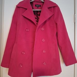 Rue21 Women's Vibrant Pink Pea Coat